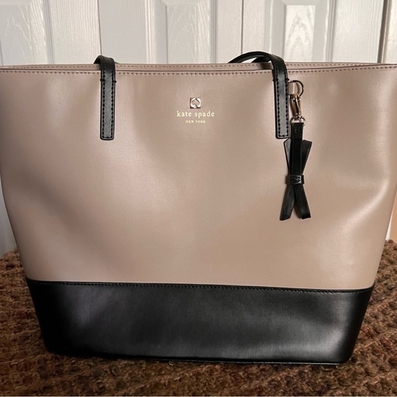 kate spade Handbags - Kate Spade Beige and Black Tote Bag